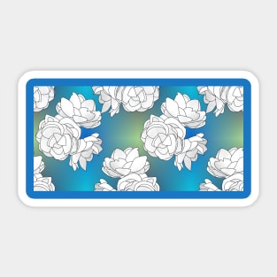 Sampaguita on Blue Green Fade Plaid Horizontal Sticker